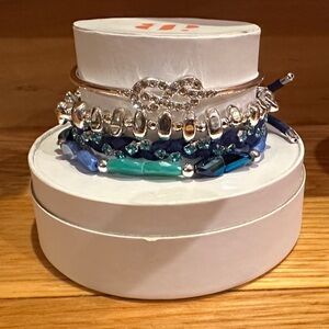 Bomb Party We’re on Lake Time Summer Stacks 2023 silver and Blue Bracelet Set